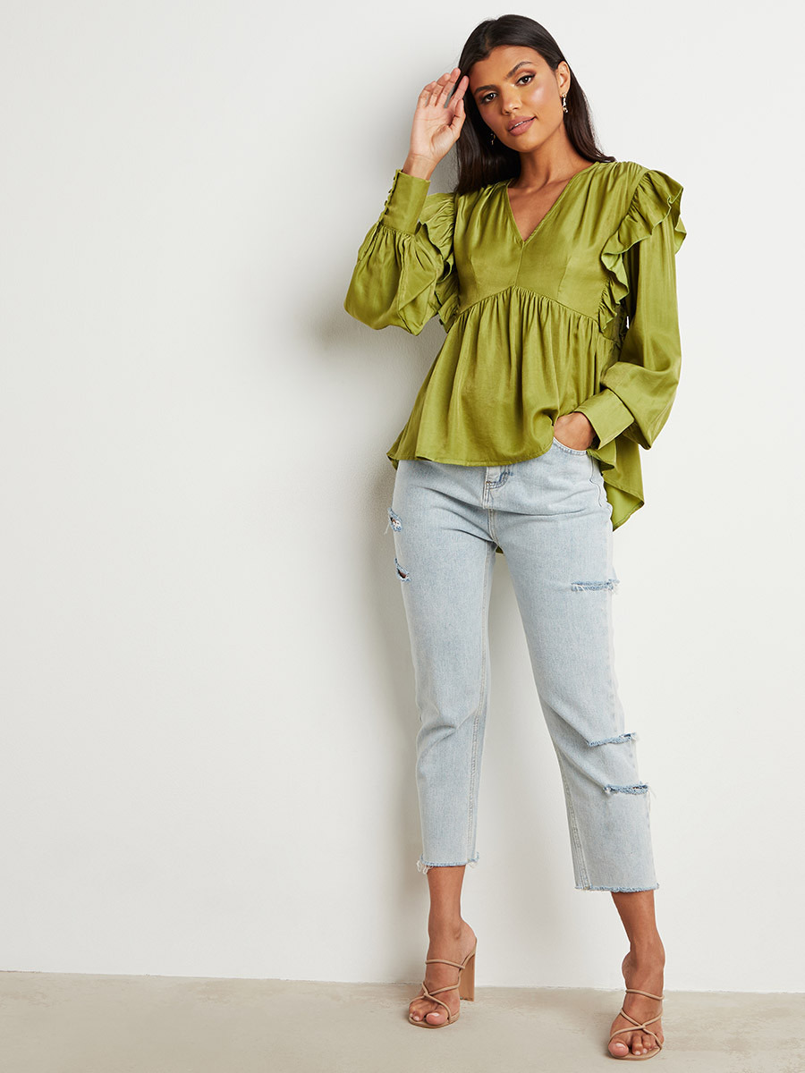 بلوزة بقصة طويلة وكشكش من ستايلي-women-clothing-shirtsandblouses-blouses-image-2