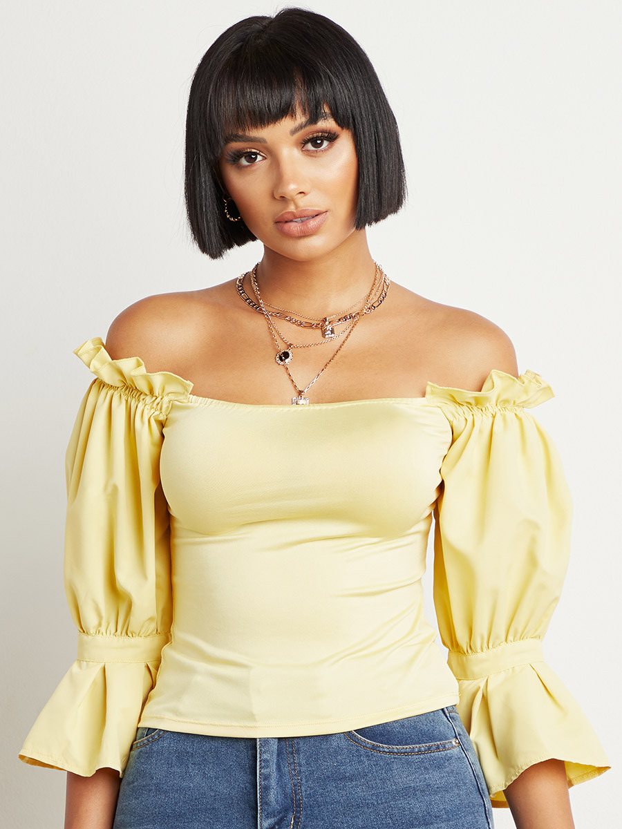 Styli Ruffle Bardot Fitted Top-women-clothing-shirtsandblouses-blouses-image-2