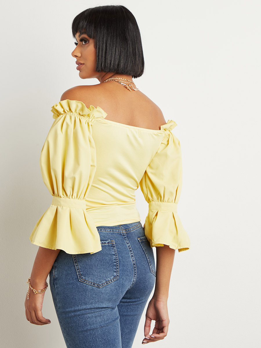 Styli Ruffle Bardot Fitted Top-women-clothing-shirtsandblouses-blouses-image-5
