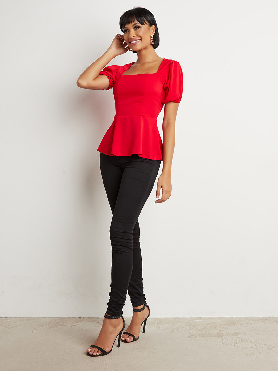 بلوزة بقصة ضيقة وأكمام قصيرة من ستايلي-women-clothing-shirtsandblouses-blouses-image-2