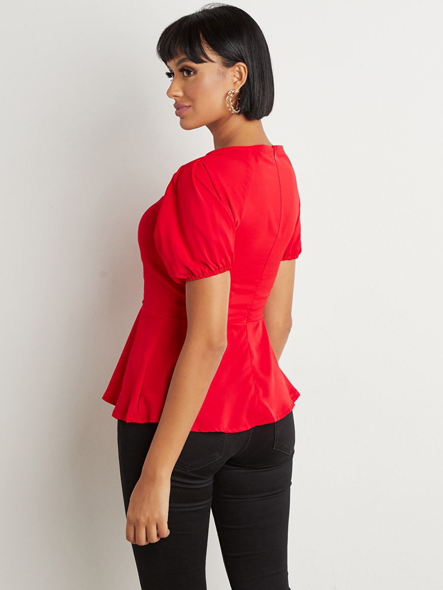 بلوزة بقصة ضيقة وأكمام قصيرة من ستايلي-women-clothing-shirtsandblouses-blouses-image-3