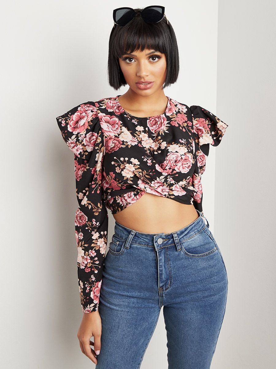 بلوزة قصيرة مطبوعة بأكمام طويلة من ستايلي-women-clothing-shirtsandblouses-blouses-image-1