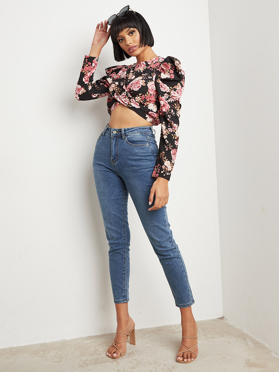 بلوزة قصيرة مطبوعة بأكمام طويلة من ستايلي-women-clothing-shirtsandblouses-blouses-image-2