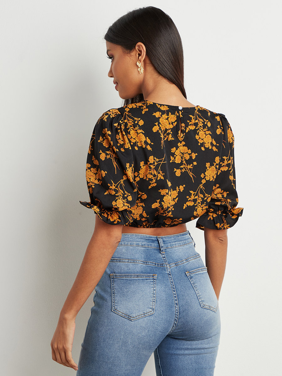 بلوزة قصيرة مطبوعة من ستايلي-women-clothing-shirtsandblouses-blouses-image-3