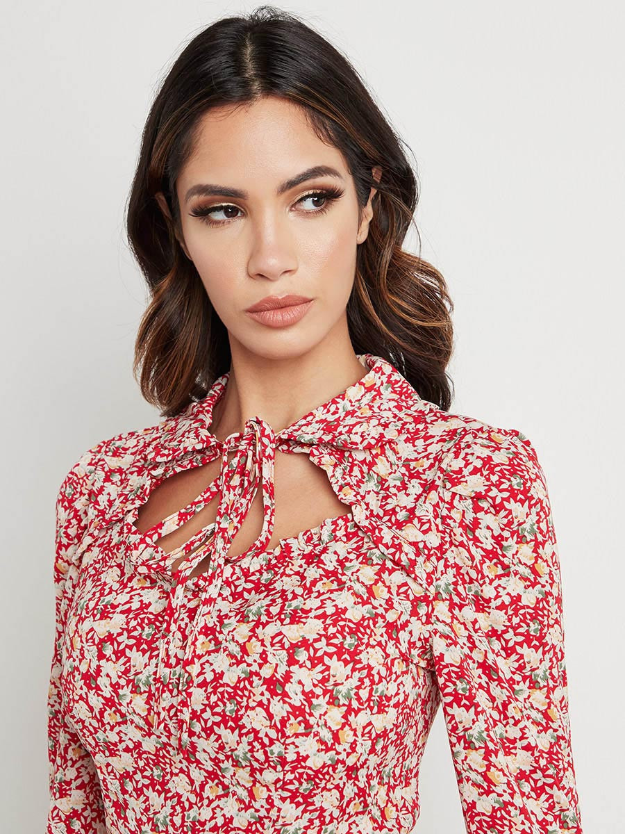 Styli Floral Printed Tie-Up Neck Cut-Out Peplum Top-women-clothing-shirtsandblouses-blouses-image-3