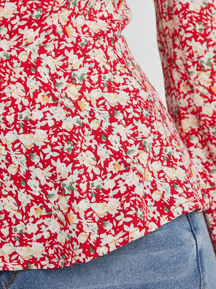 Styli Floral Printed Tie-Up Neck Cut-Out Peplum Top-women-clothing-shirtsandblouses-blouses-image-4
