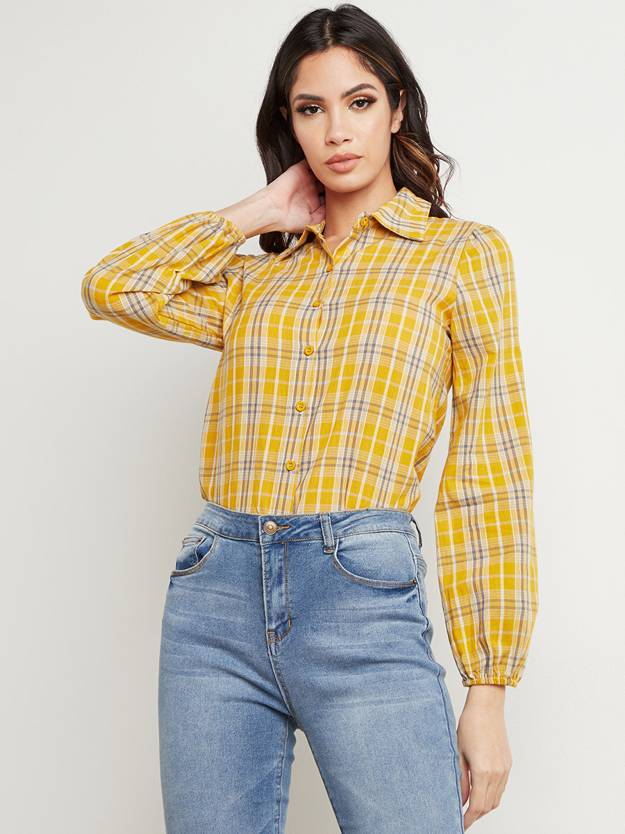 قميص مطبوع بأزرار من ستايلي-women-clothing-shirtsandblouses-blouses-image-1