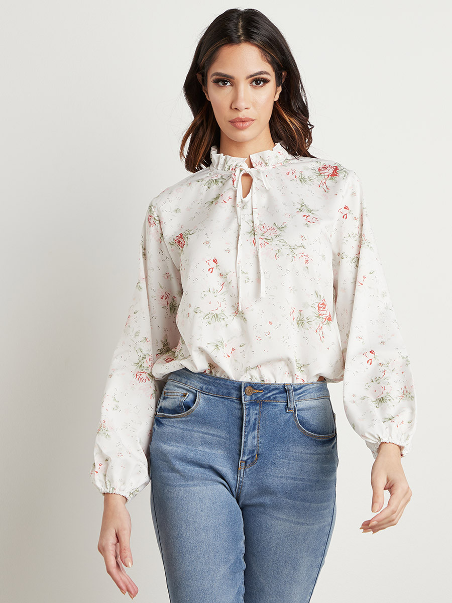 بلوزة مطبوعة بأكمام طويلة من ستايلي-women-clothing-shirtsandblouses-blouses-image-1