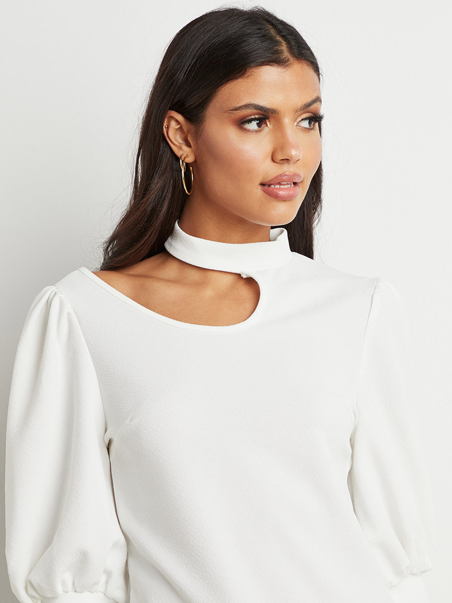 بلوزة بارزة الملمس بفتحة على الكتف من ستايلي-women-clothing-shirtsandblouses-blouses-image-3