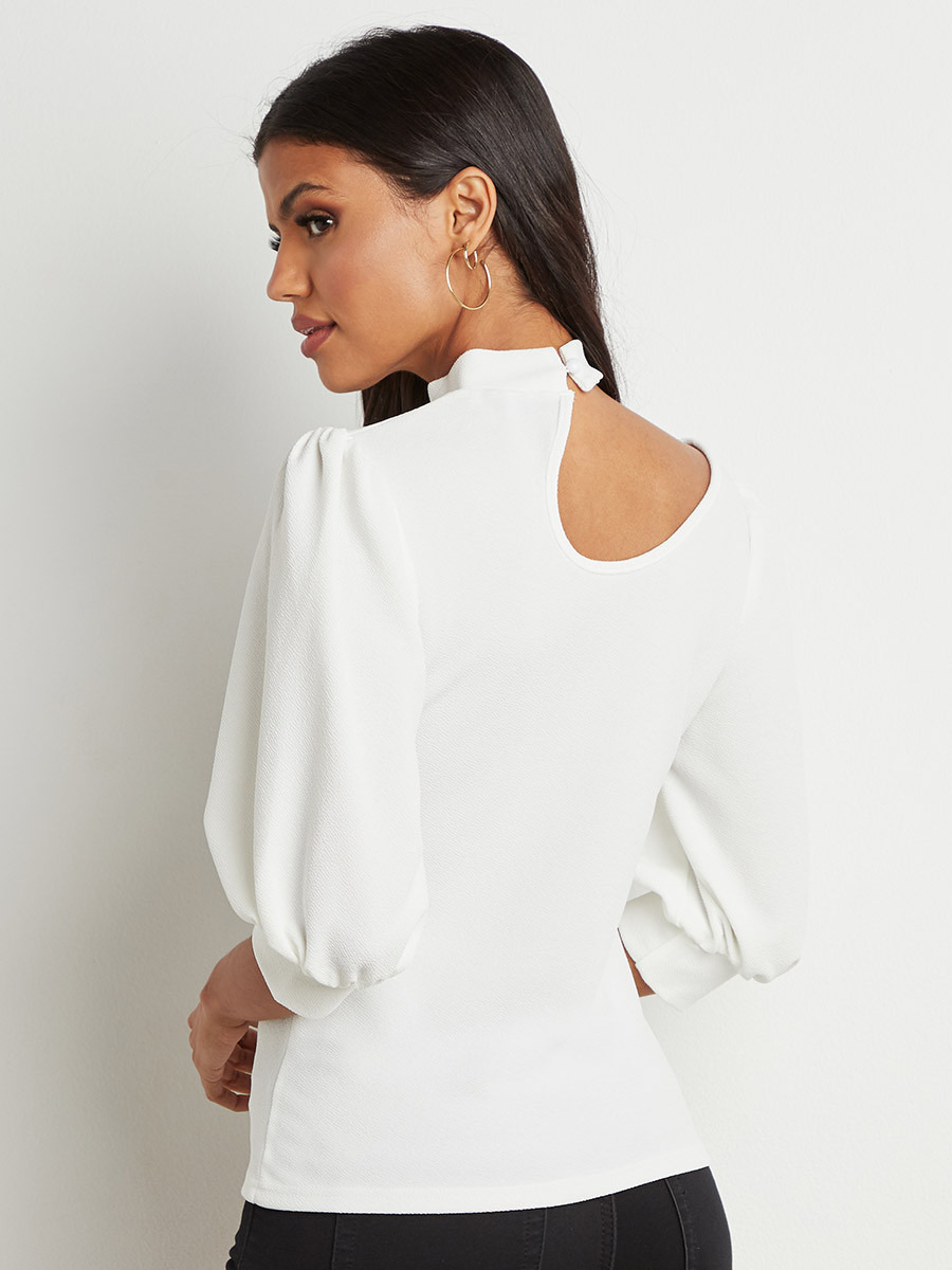 بلوزة بارزة الملمس بفتحة على الكتف من ستايلي-women-clothing-shirtsandblouses-blouses-image-5
