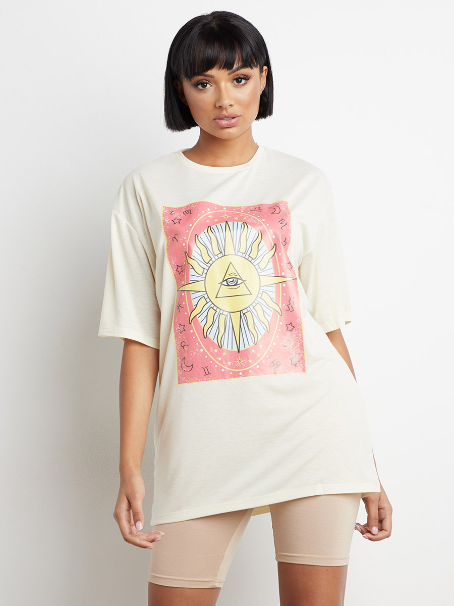 تيشيرت مطبوع بقصة واسعة من ستايلي-women-clothing-tshirts-image-2