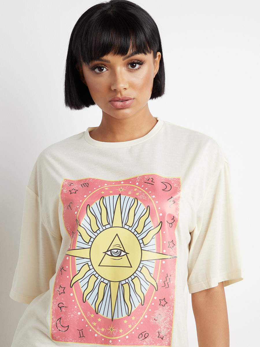 تيشيرت مطبوع بقصة واسعة من ستايلي-women-clothing-tshirts-image-5