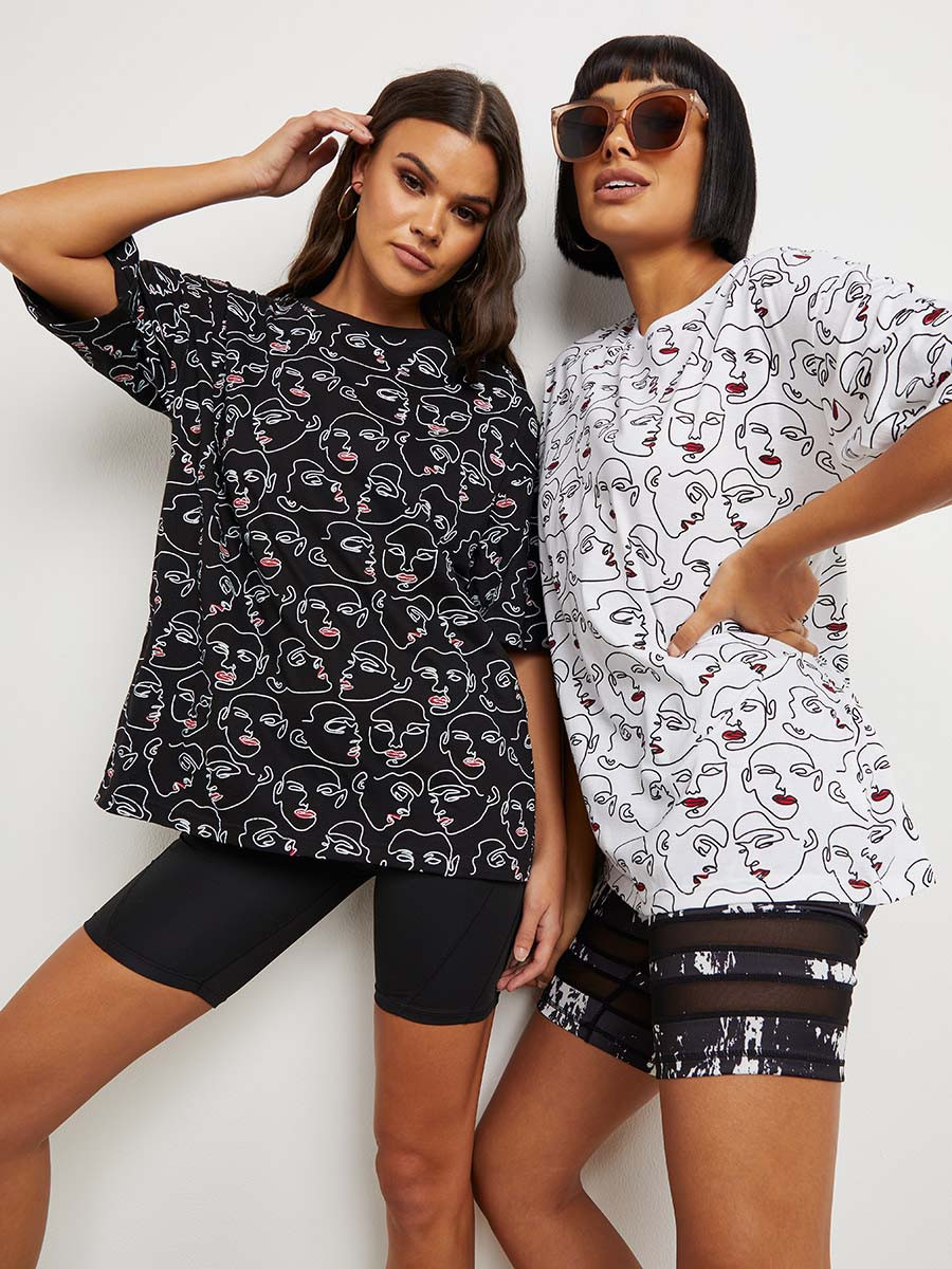 تيشيرت مطبوع بقصة واسعة من ستايلي-women-clothing-tshirts-image-3