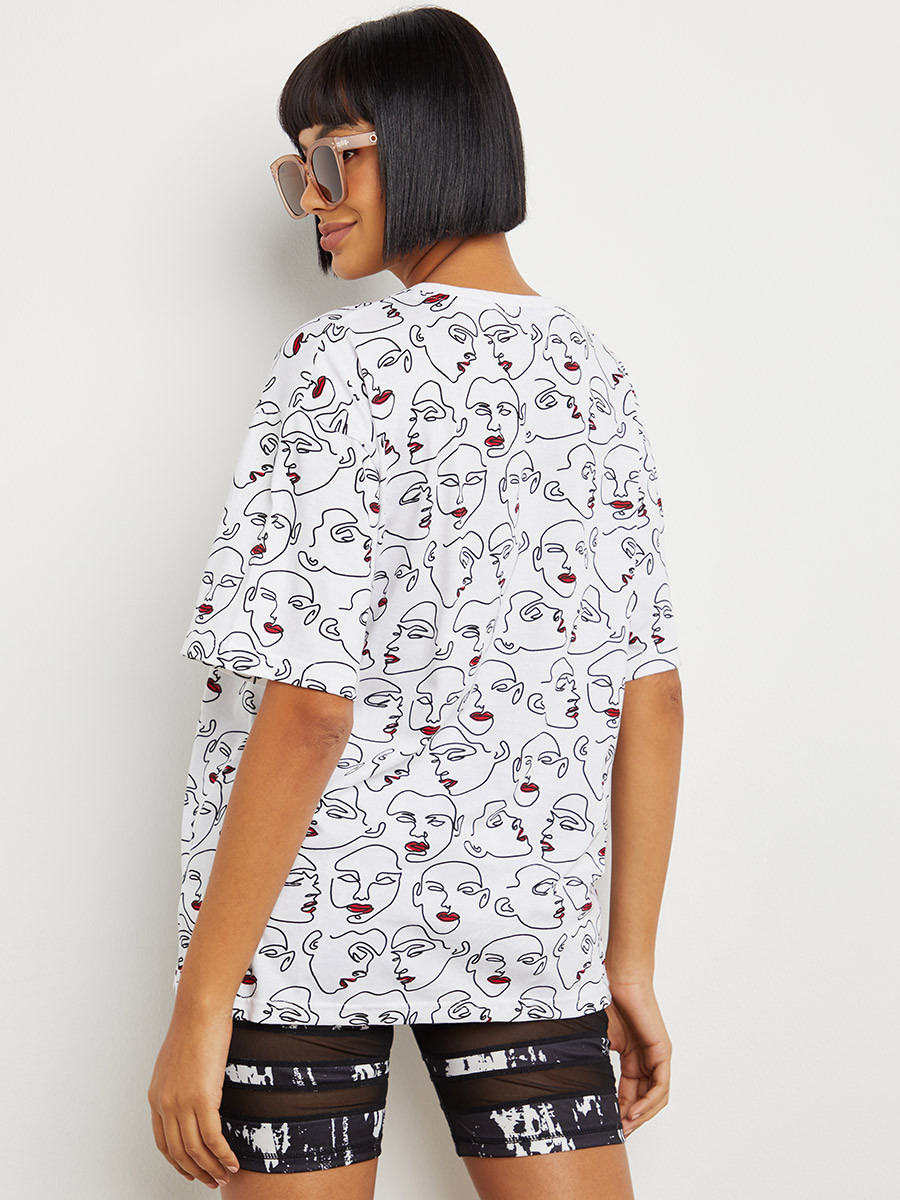 تيشيرت مطبوع بقصة واسعة من ستايلي-women-clothing-tshirts-image-5
