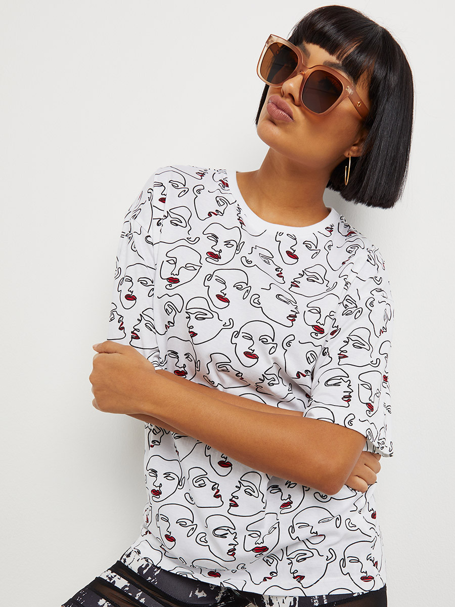 تيشيرت مطبوع بقصة واسعة من ستايلي-women-clothing-tshirts-image-6
