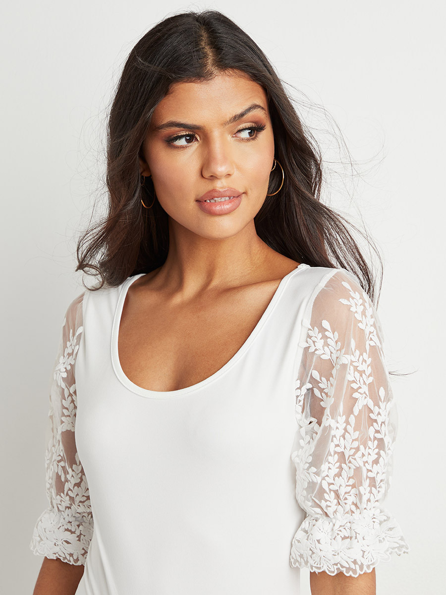 Styli Lace Detail Round Neck Top with Short Sleeves-women-clothing-shirtsandblouses-blouses-image-4