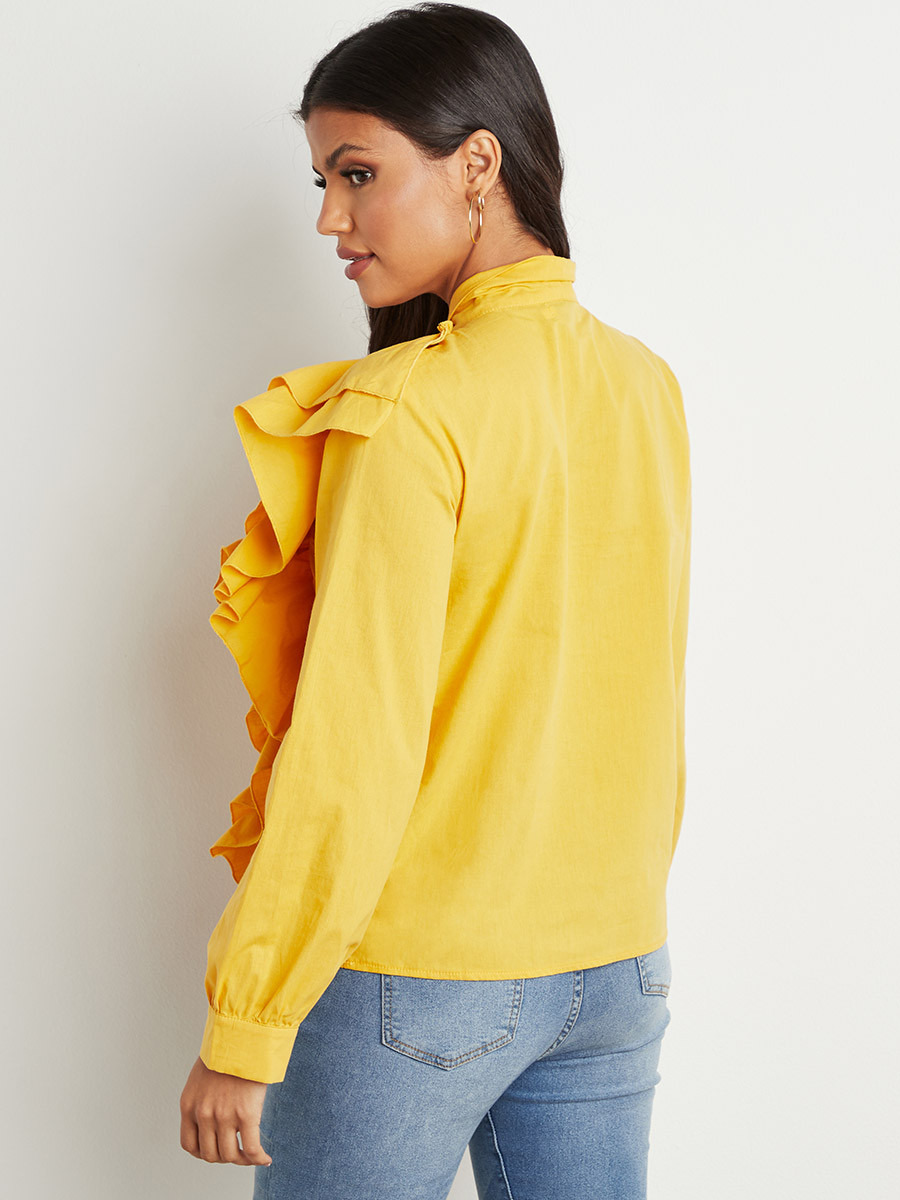 Styli Oversized Ruffle Detail Tie Neck Top-women-clothing-shirtsandblouses-blouses-image-3
