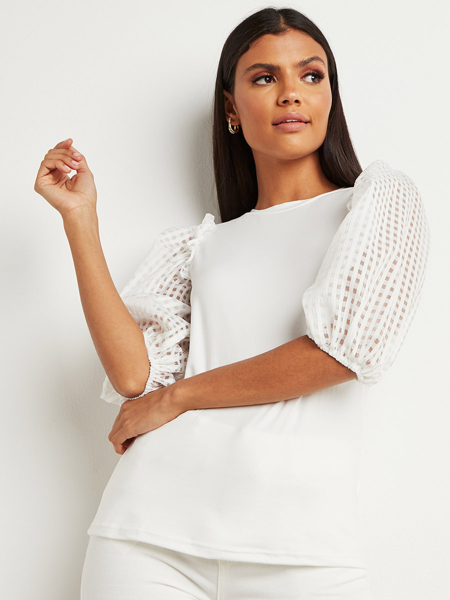 بلوزة بقصة ضيقة وأكمام منفوخة من ستايلي-women-clothing-shirtsandblouses-blouses-image-2