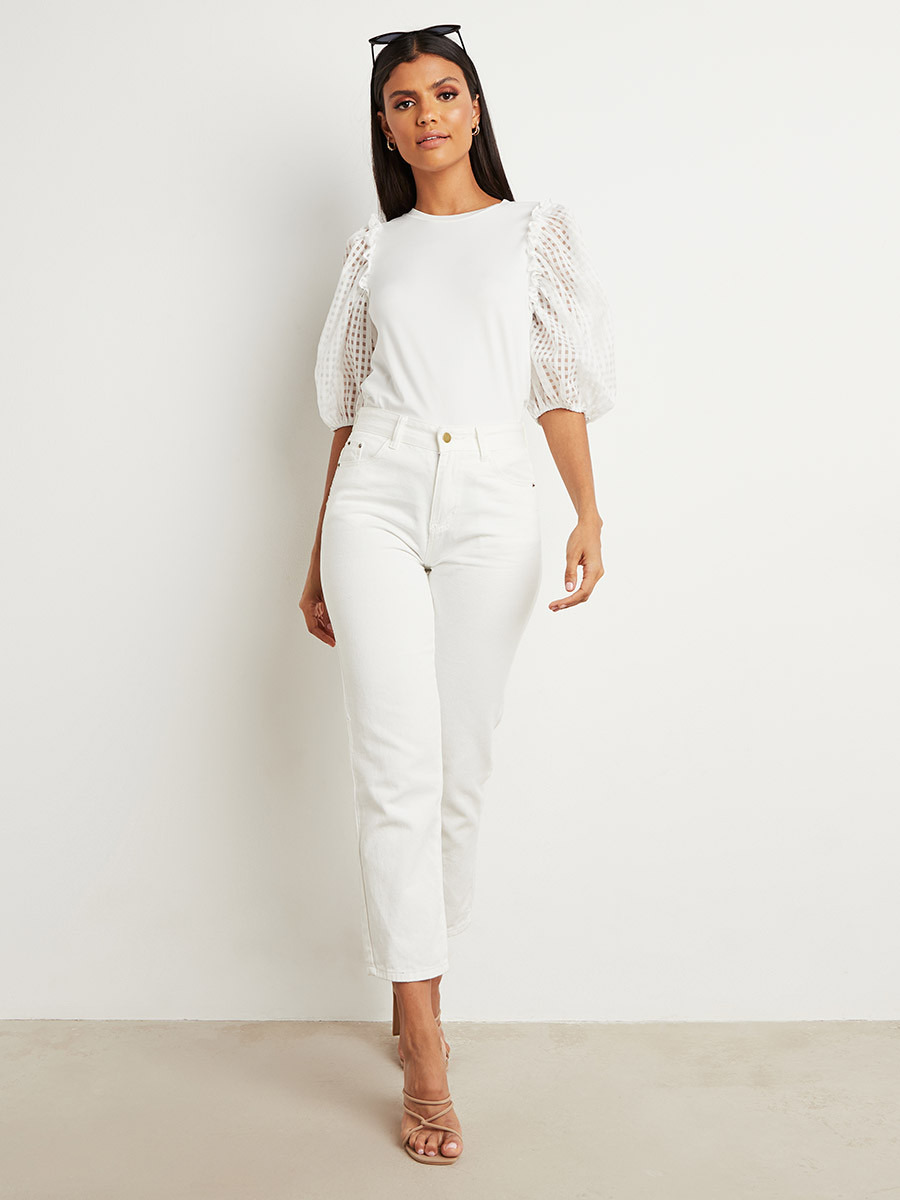بلوزة بقصة ضيقة وأكمام منفوخة من ستايلي-women-clothing-shirtsandblouses-blouses-image-3