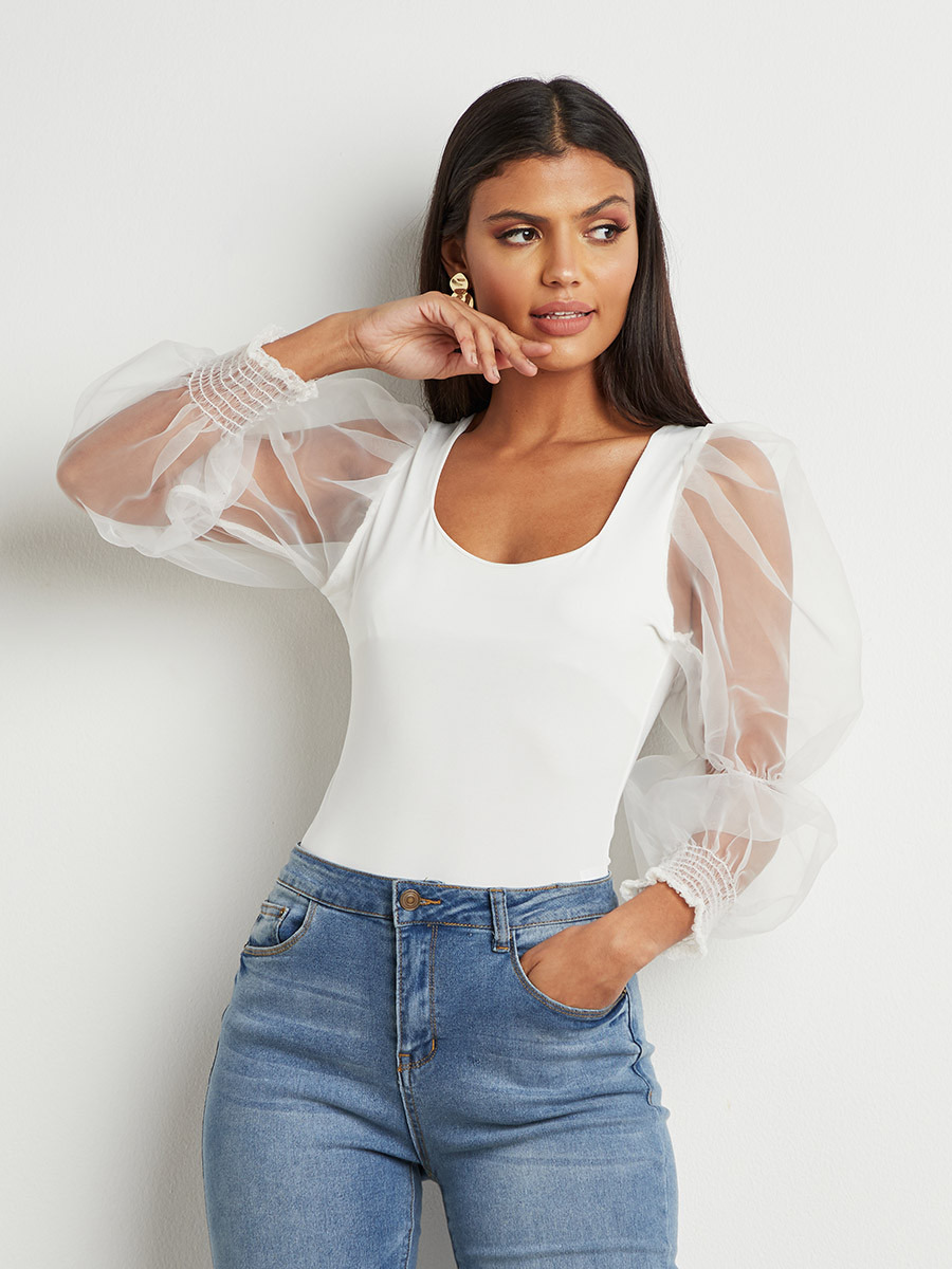 بودي سوت بأكمام شبكية من ستايلي-women-clothing-tshirts-image-1