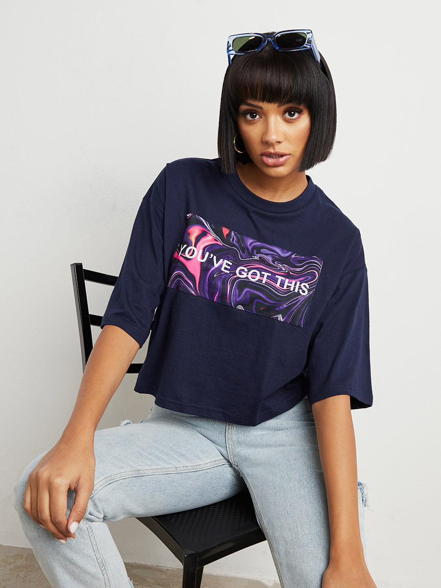 You've Got This Slogan Printed Boxy Crop T-shirt-women-clothing-tshirts-image-1