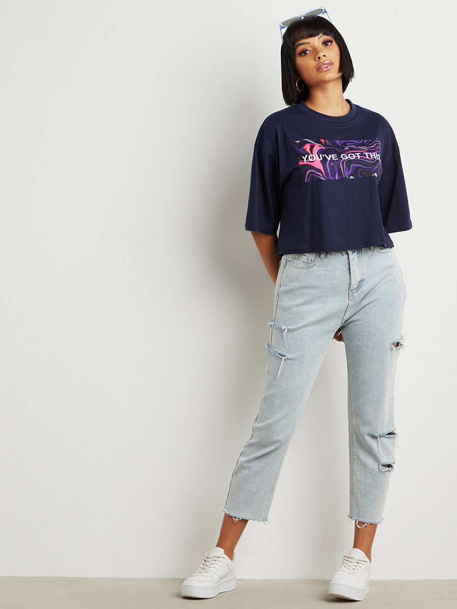 You've Got This Slogan Printed Boxy Crop T-shirt-women-clothing-tshirts-image-2