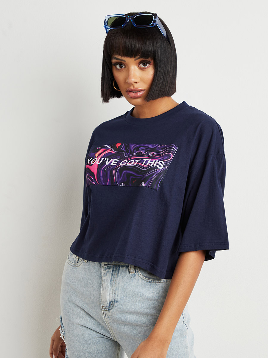 You've Got This Slogan Printed Boxy Crop T-shirt-women-clothing-tshirts-image-3
