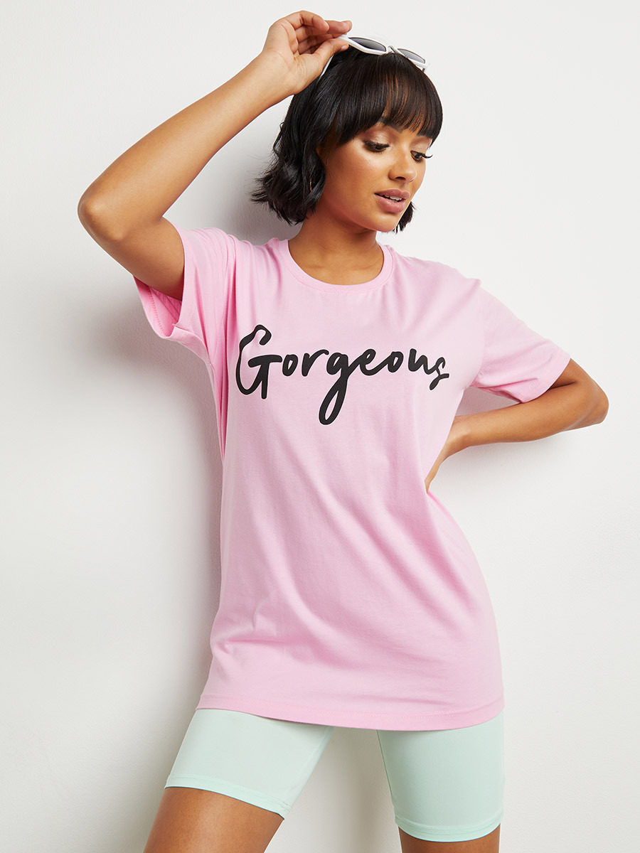Styli Gorgeous Slogan Print Oversized T-shirt-women-clothing-tshirts-image-1
