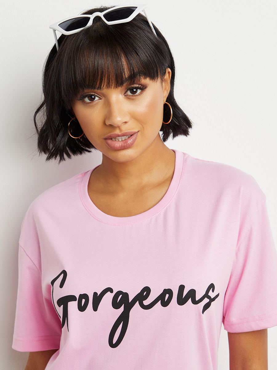 Styli Gorgeous Slogan Print Oversized T-shirt-women-clothing-tshirts-image-3