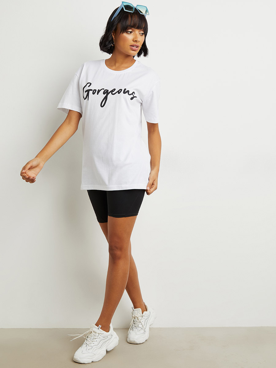 تيشيرت مطبوع بقصة واسعة من ستايلي-women-clothing-tshirts-image-2