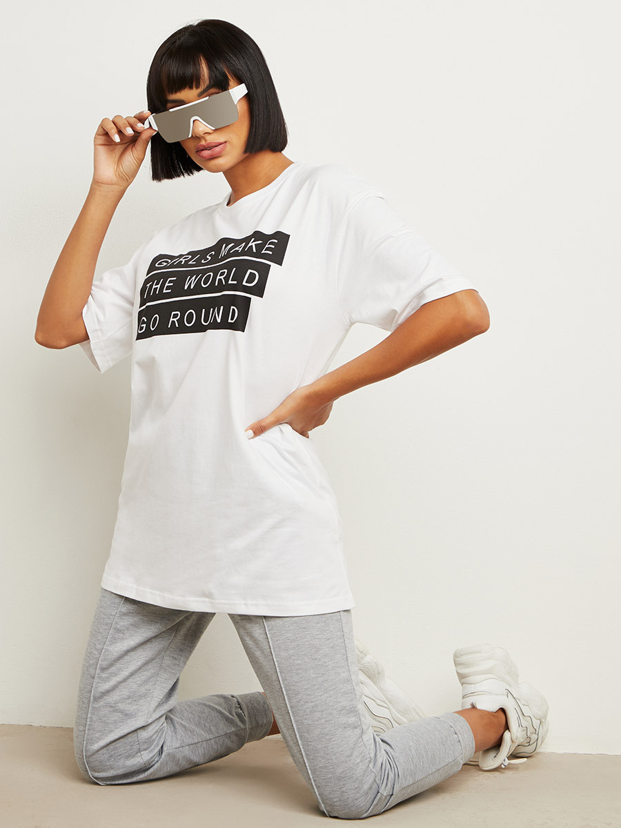 Girls Make The World Slogan Print Oversized T-shirt-women-clothing-tshirts-image-3