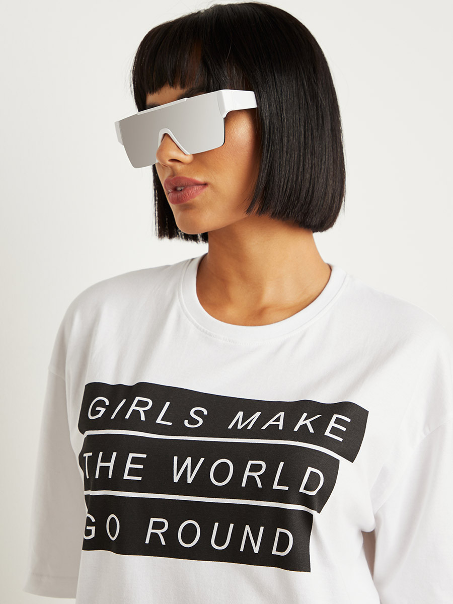 Girls Make The World Slogan Print Oversized T-shirt-women-clothing-tshirts-image-5