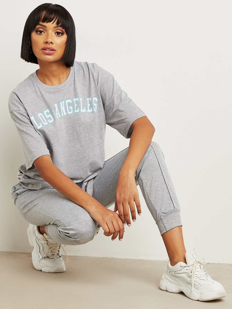 Lose Angeles Slogan Print Oversized T-shirt-women-clothing-tshirts-image-1