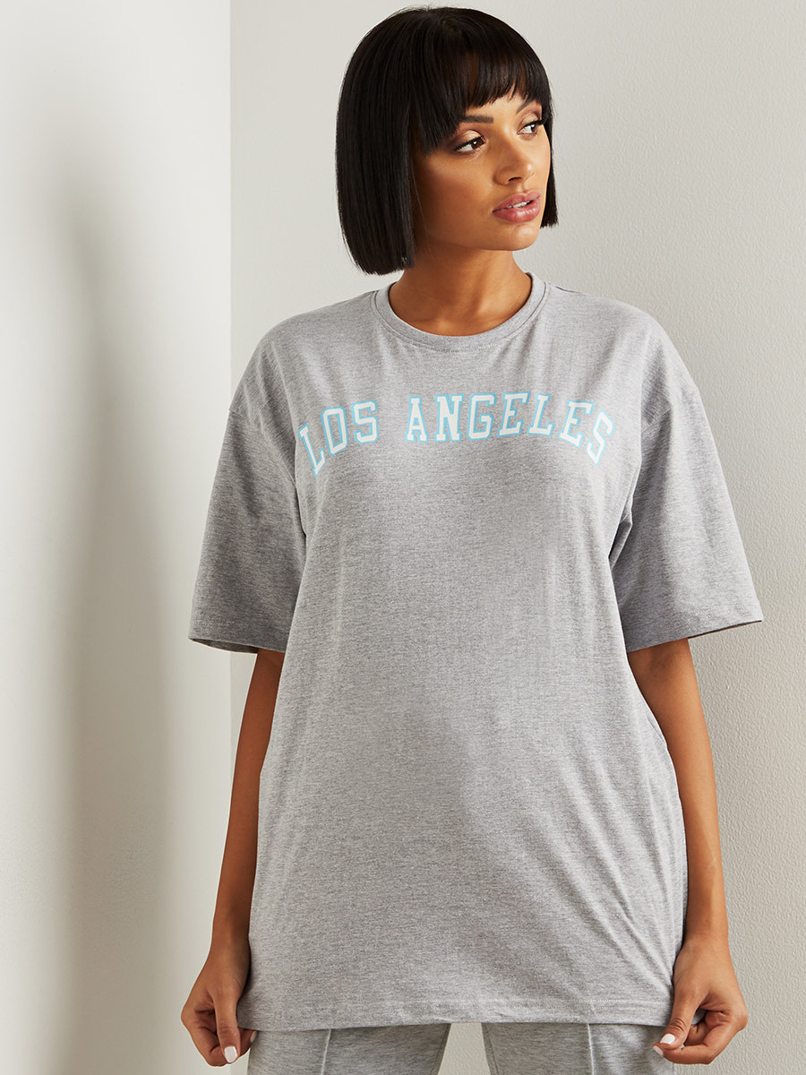 Lose Angeles Slogan Print Oversized T-shirt-women-clothing-tshirts-image-3