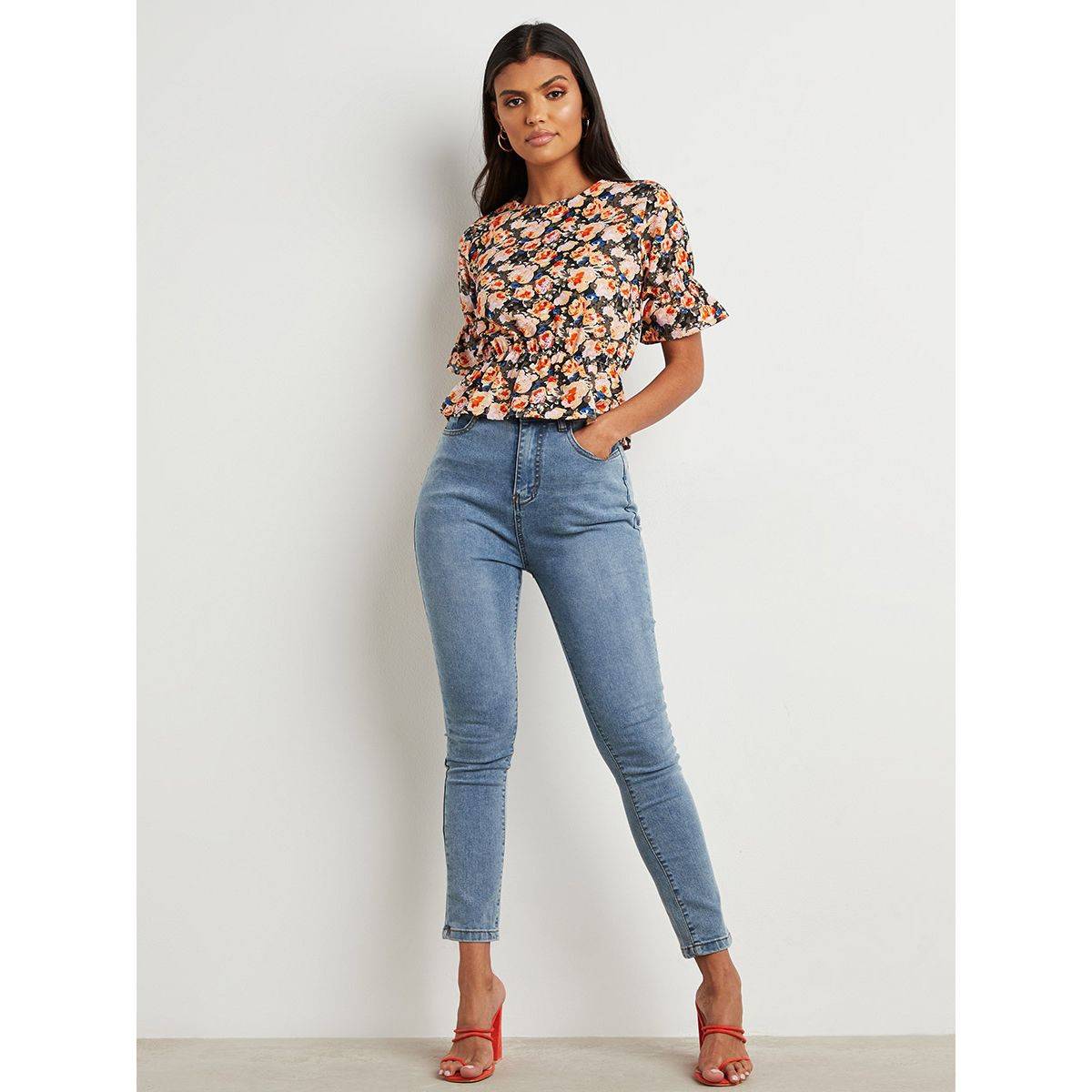 بلوزة مطبوعة بخصر مزموم من ستايلي-women-clothing-shirtsandblouses-blouses-image-2