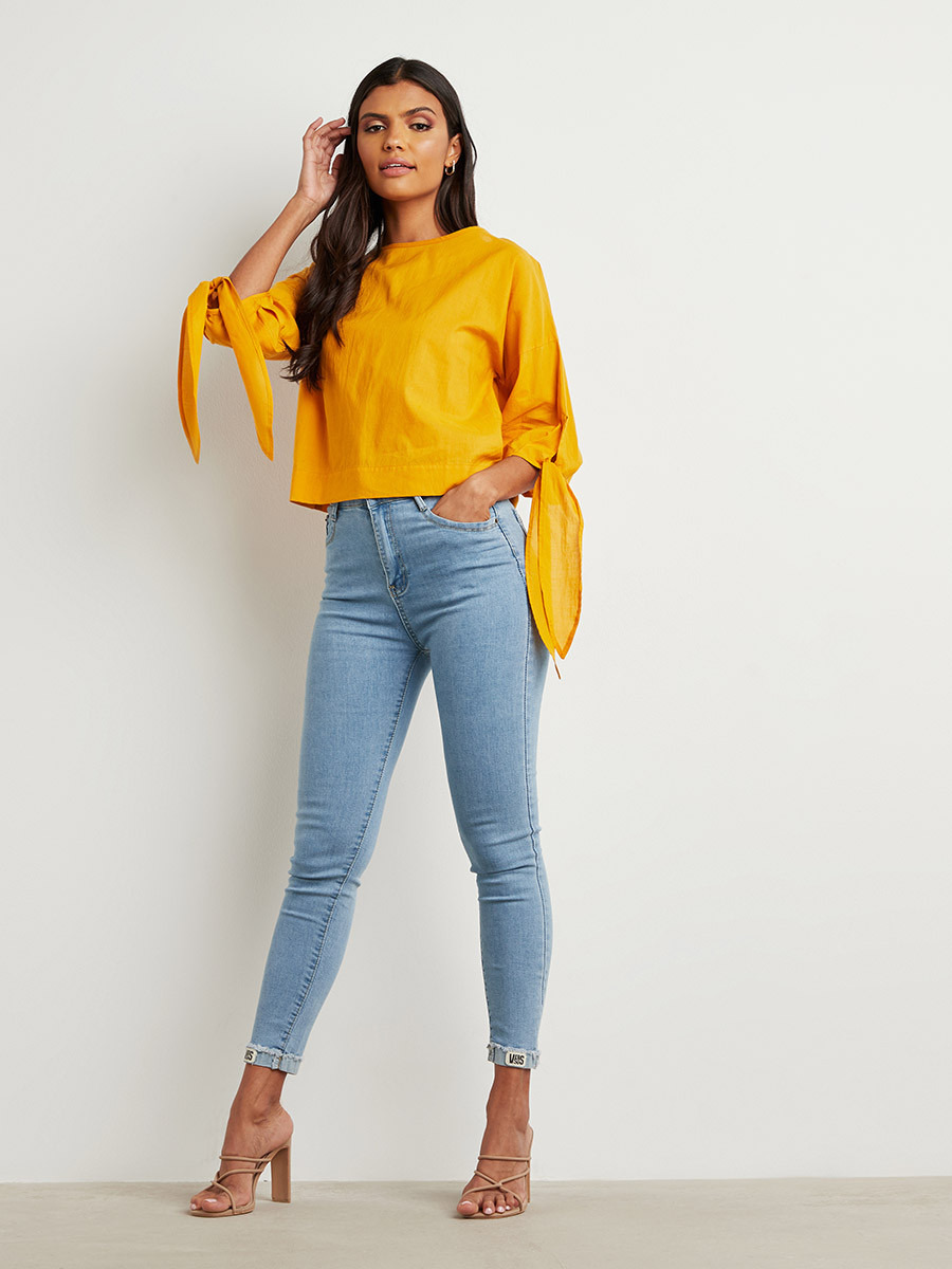 بلوزة سادة بربطة خصر من ستايلي-women-clothing-shirtsandblouses-blouses-image-2