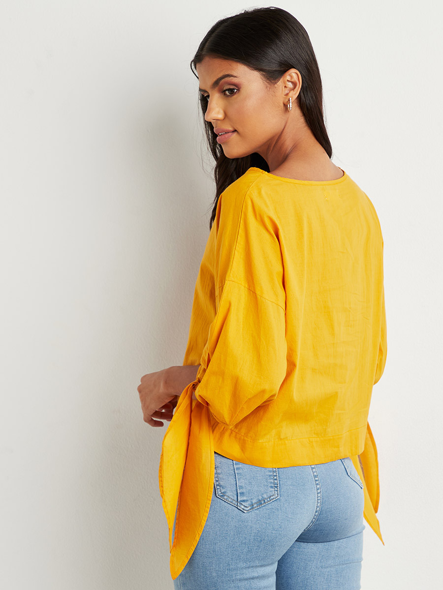 بلوزة سادة بربطة خصر من ستايلي-women-clothing-shirtsandblouses-blouses-image-4