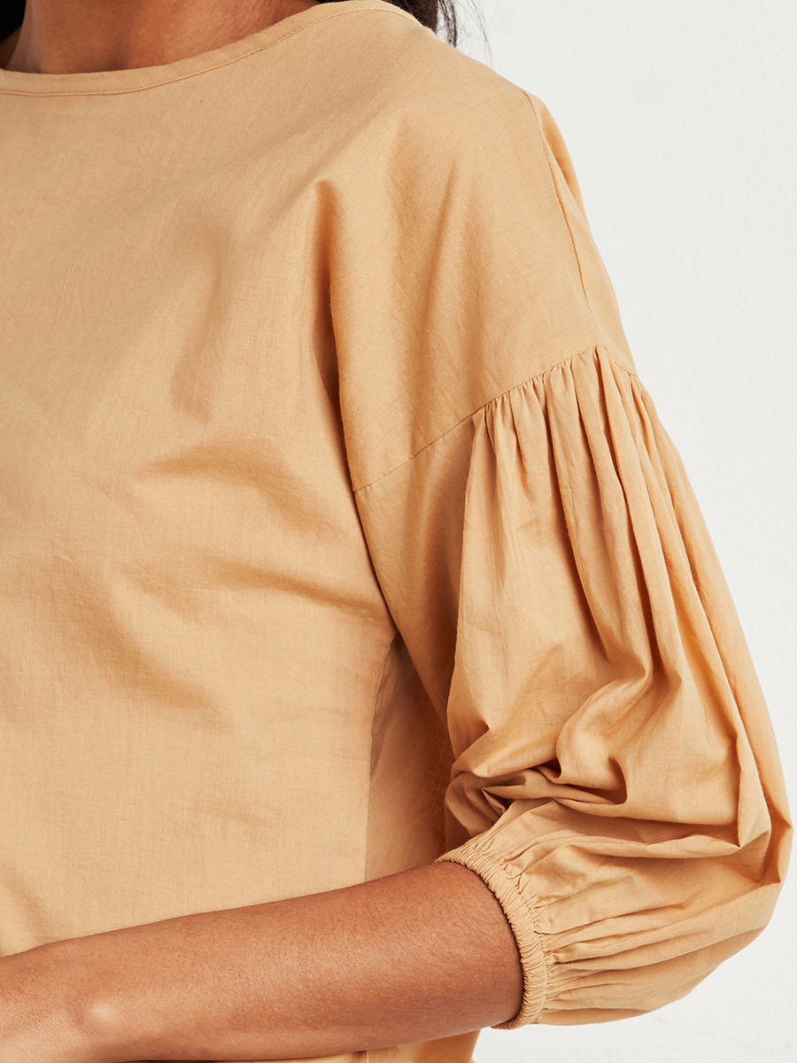 Styli Plain 3/4 Puff Sleeves Top-women-clothing-shirtsandblouses-blouses-image-3