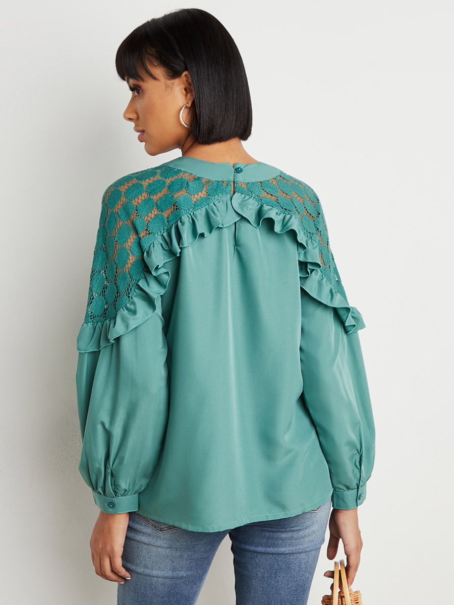 Styli Lace Shoulder Insert High Neck Blouse-women-clothing-shirtsandblouses-blouses-image-6
