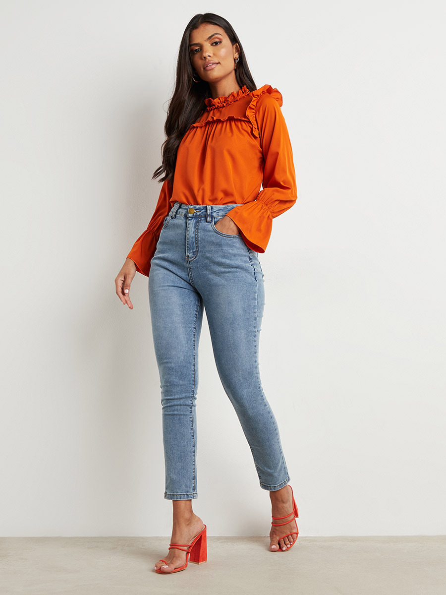 Styli Ruffled High Neck Top with Long Sleeves-women-clothing-shirtsandblouses-blouses-image-2