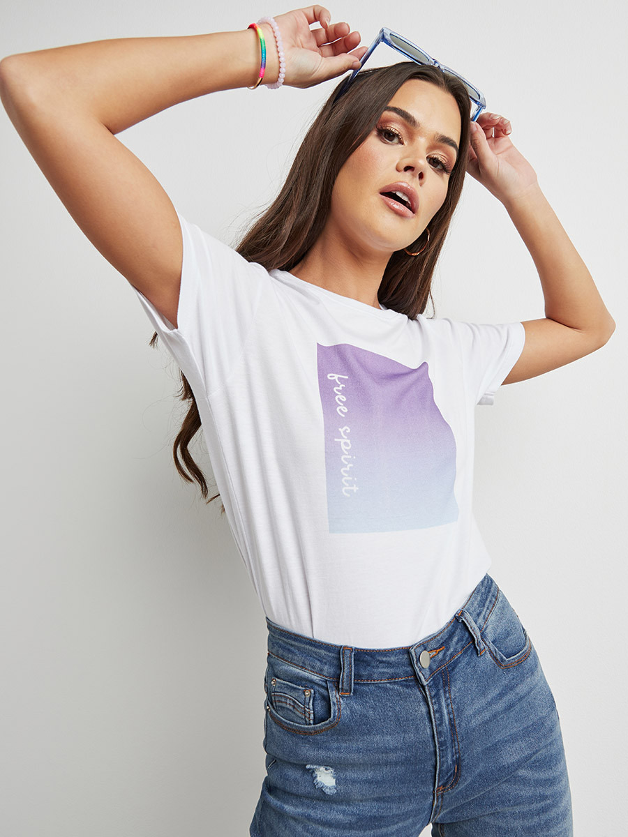 تيشيرت مطبوع بقصة واسعة من ستايلي-women-clothing-tshirts-image-1