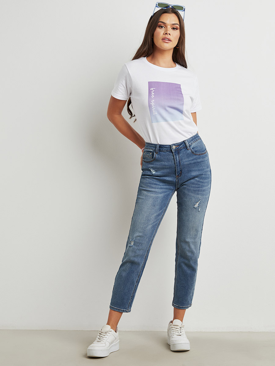 تيشيرت مطبوع بقصة واسعة من ستايلي-women-clothing-tshirts-image-3