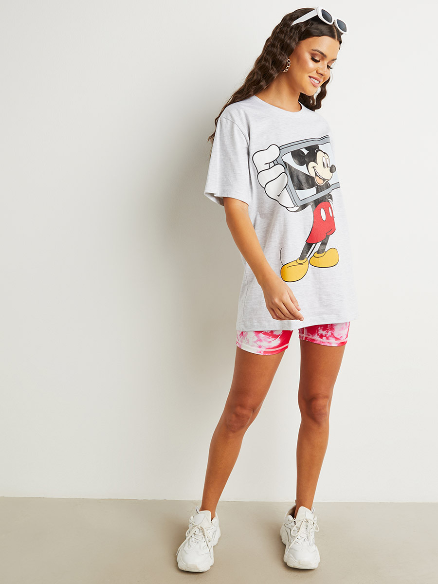 Styli Disney Mickey Print Oversized Longline T-shirt-women-clothing-tshirts-image-2