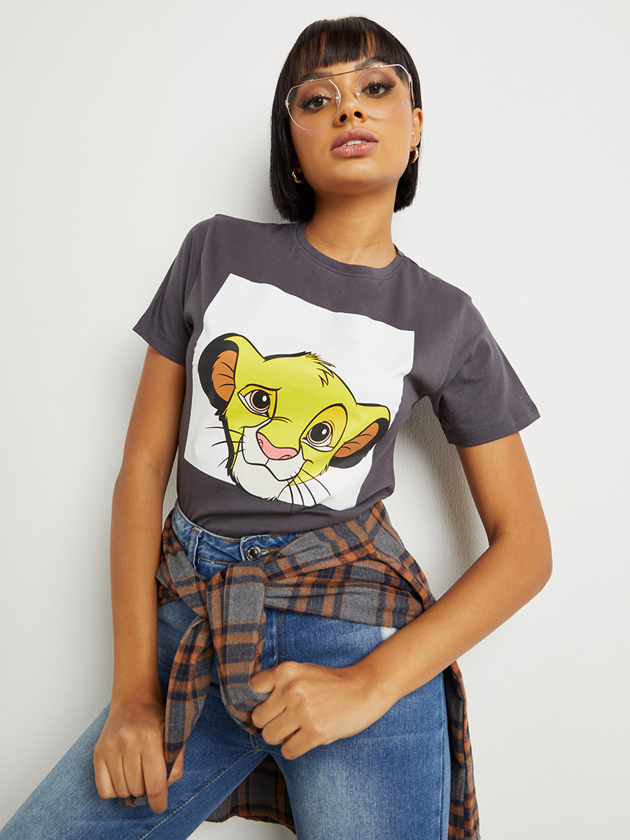 Disney Simba Printed Regular Fit T-shirt-women-clothing-tshirts-image-1