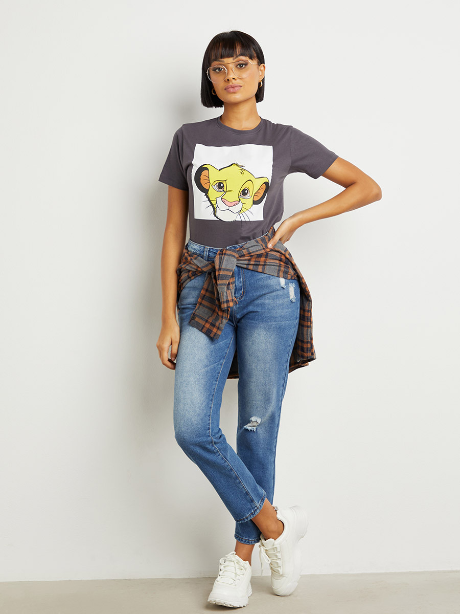 Disney Simba Printed Regular Fit T-shirt-women-clothing-tshirts-image-2
