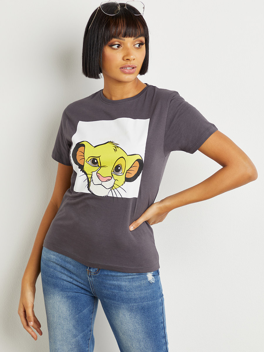 Disney Simba Printed Regular Fit T-shirt-women-clothing-tshirts-image-3