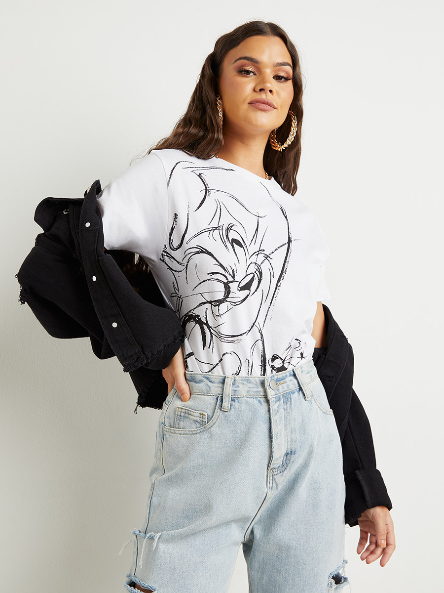 تيشيرت مطبوع بقصة واسعة-women-clothing-tshirts-image-1
