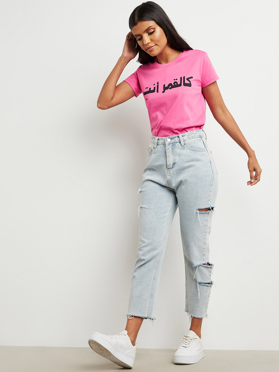 تيشيرت مطبوع بأكمام قصيرة من ستايلي-women-clothing-tshirts-image-3