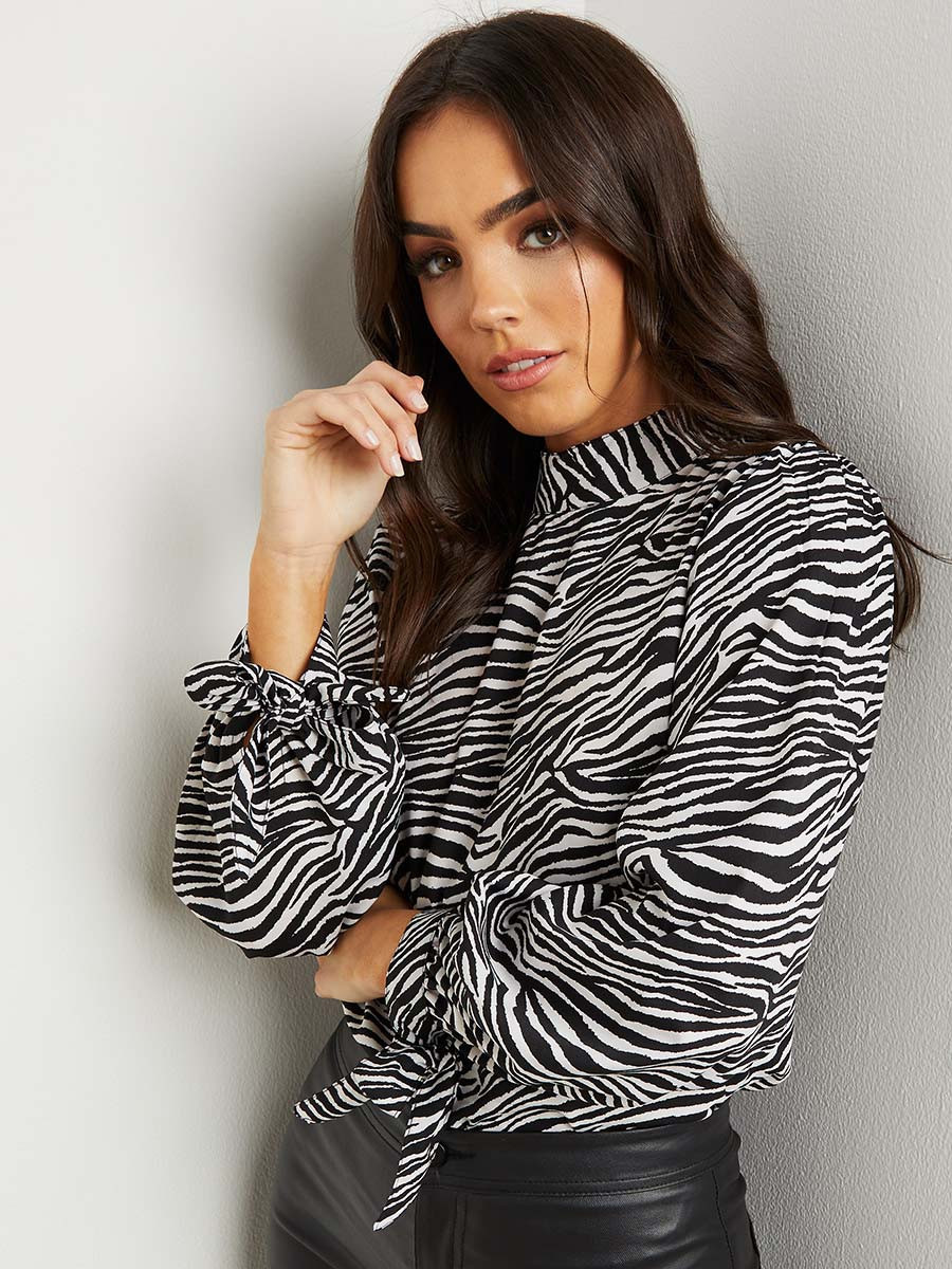 بلوزة مطبوعة بأكمام طويلة من ستايلي-women-clothing-shirtsandblouses-blouses-image-1
