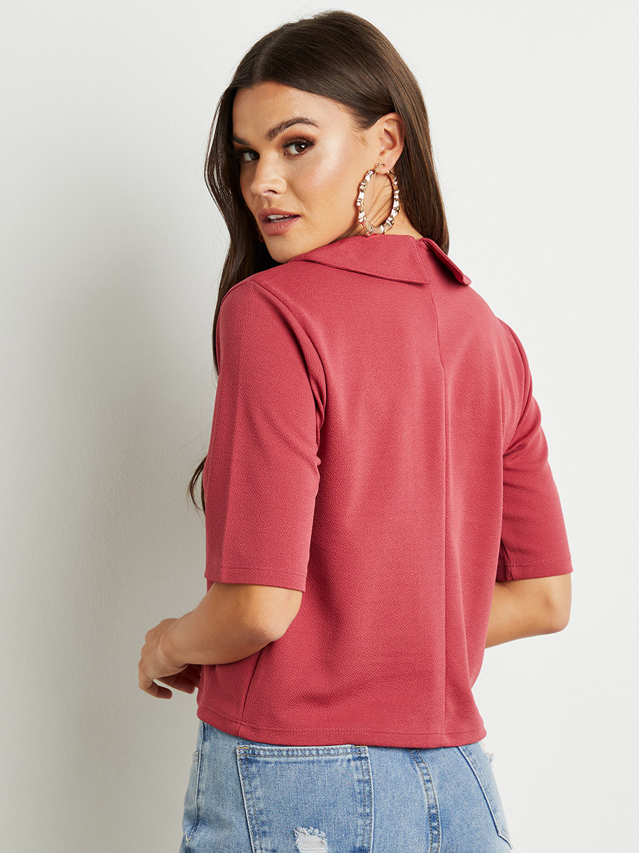 Styli Peter Collar Detail Boxy Top with Short Sleeves-women-clothing-shirtsandblouses-blouses-image-5